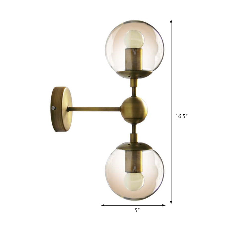Frendorf | 1/2-Head Global Wandmontage Licht mit Amber Glas Schirm Modernistische Wandlampe Beleuchtung in Gold für Schlafzimmer