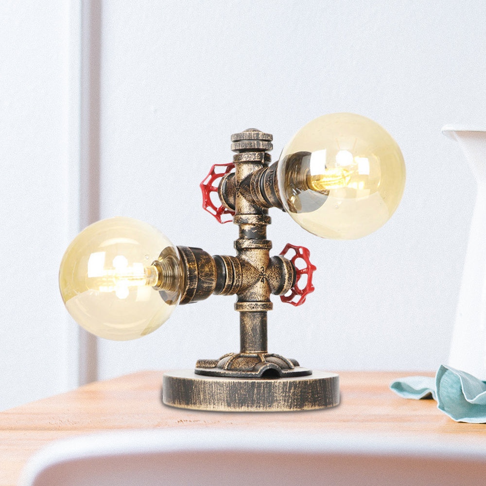 Antike Silber/Bronze Globus Schirm Arbeitsbeleuchtung Industrie Klar/Amber Glas 2-Licht Wohnzimmer Wandleuchte Lampe