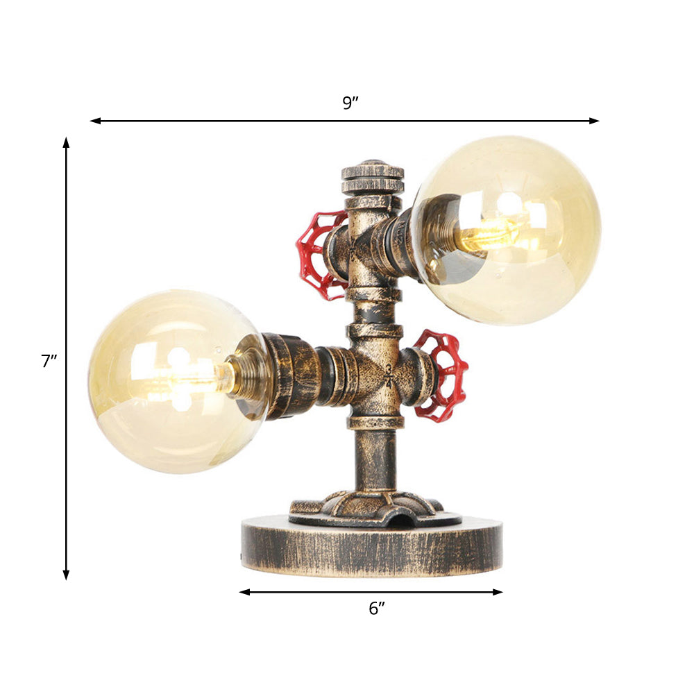 Antike Silber/Bronze Globus Schirm Arbeitsbeleuchtung Industrie Klar/Amber Glas 2-Licht Wohnzimmer Wandleuchte Lampe