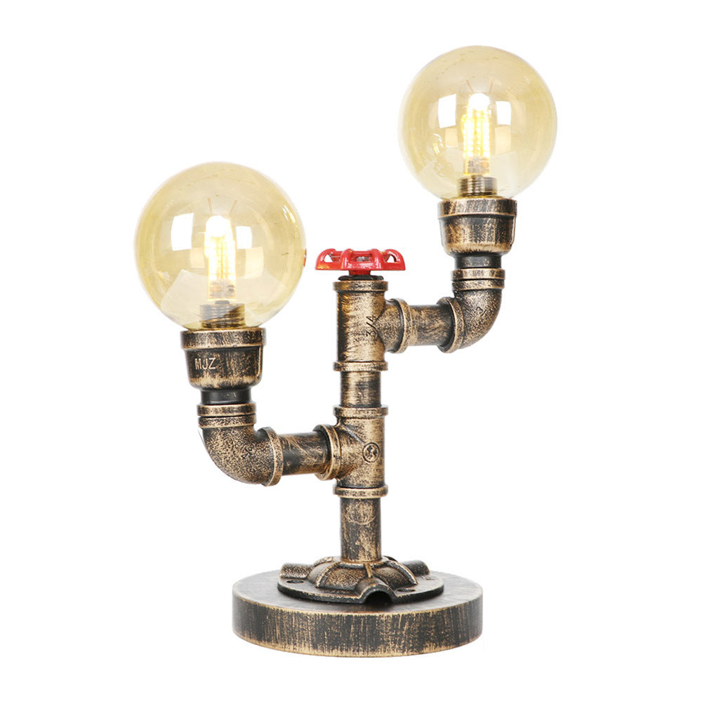 Antike Silber/Bronze Globus Schirm Arbeitsbeleuchtung Industrie Klar/Amber Glas 2-Licht Wohnzimmer Wandleuchte Lampe