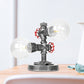 Antike Silber/Bronze Globus Schirm Arbeitsbeleuchtung Industrie Klar/Amber Glas 2-Licht Wohnzimmer Wandleuchte Lampe