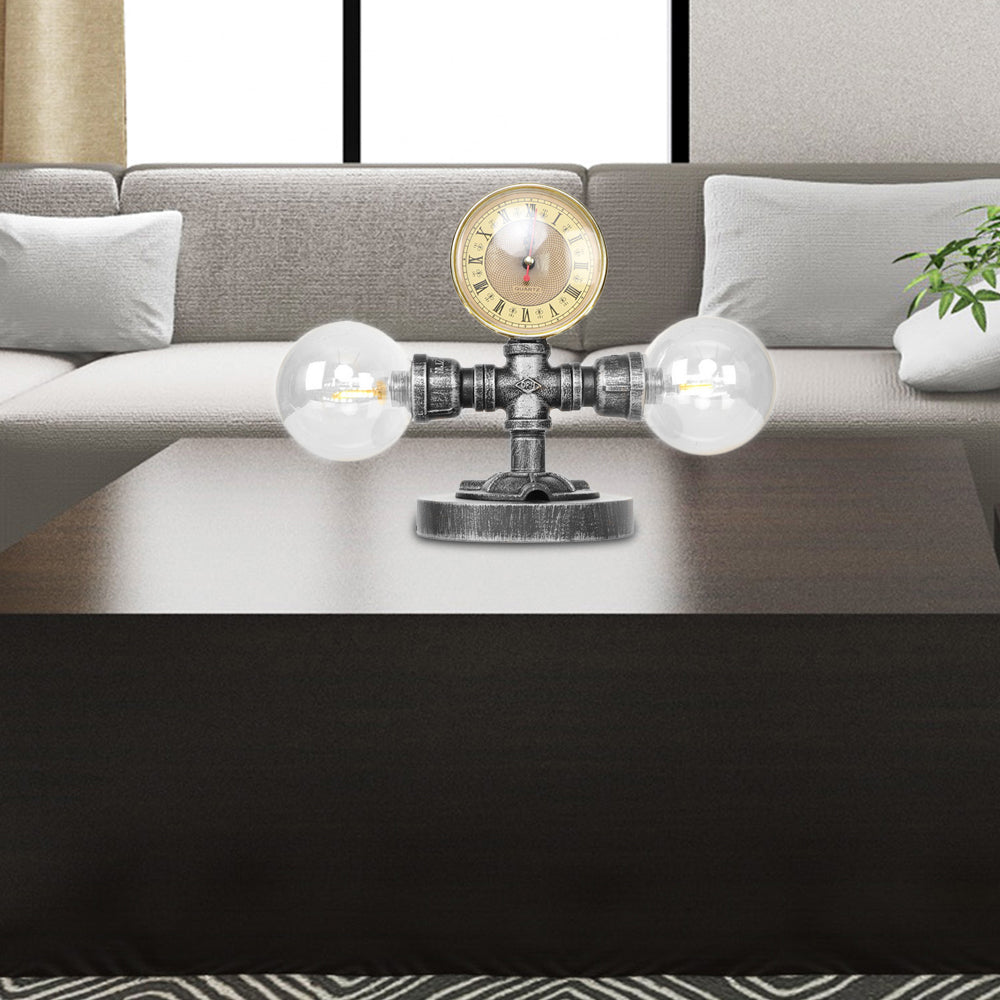 Antike Silber/Bronze Globus Schirm Arbeitsbeleuchtung Industrie Klar/Amber Glas 2-Licht Wohnzimmer Wandleuchte Lampe