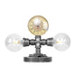 Antike Silber/Bronze Globus Schirm Arbeitsbeleuchtung Industrie Klar/Amber Glas 2-Licht Wohnzimmer Wandleuchte Lampe