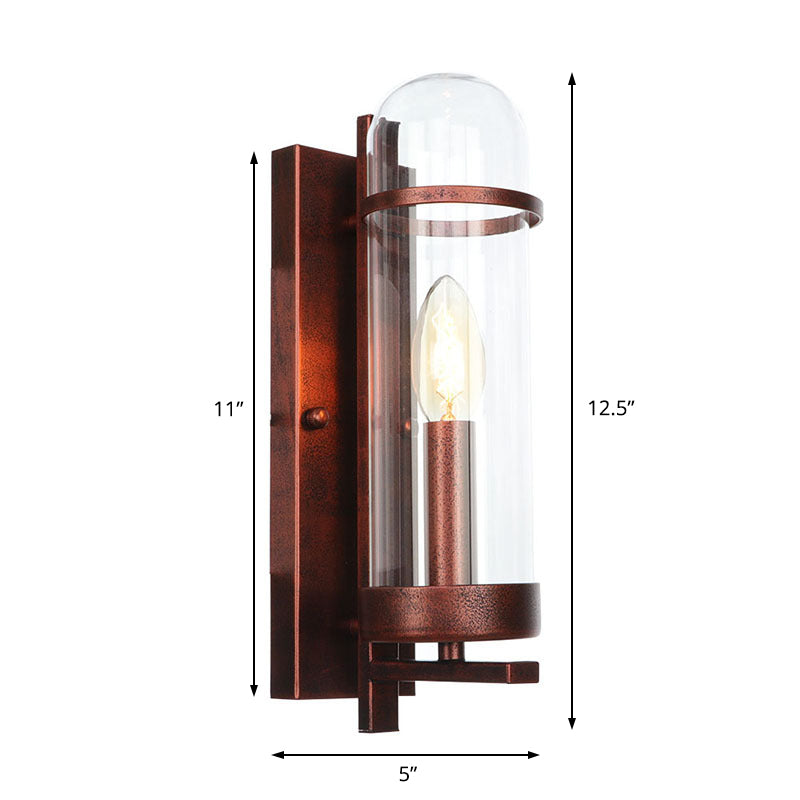 Frendorf | 1 Licht Tubular/Tube/Zylinder Wandlamp Industrieel Roest Duidelijk Glas Wandlamp Fixture voor Eetkamer