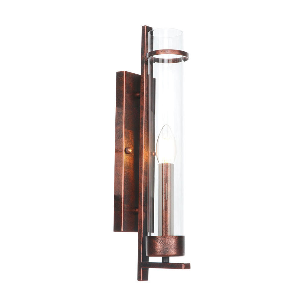 Frendorf | 1 Licht Tubular/Tube/Zylinder Wandlamp Industrieel Roest Duidelijk Glas Wandlamp Fixture voor Eetkamer