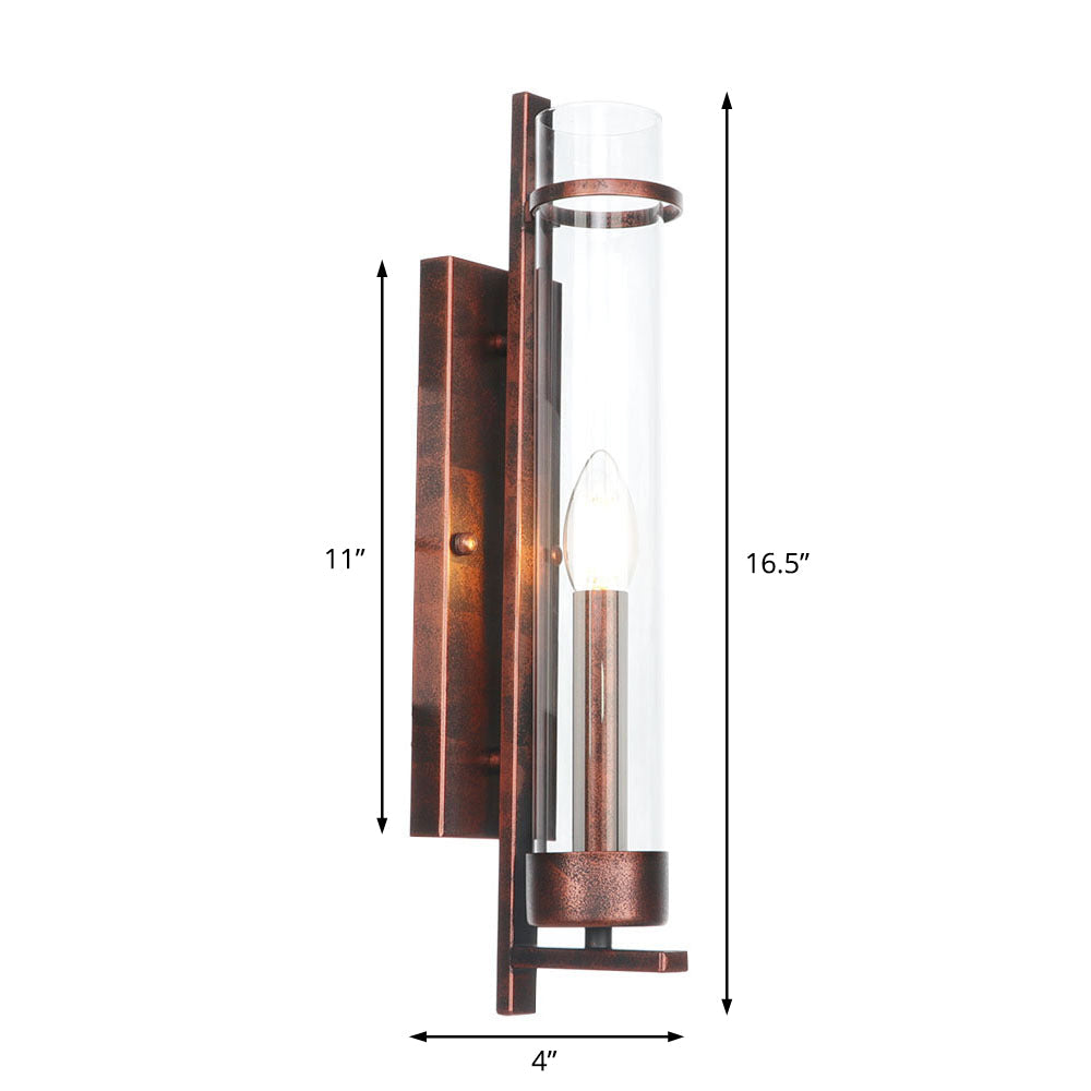 Frendorf | 1 Licht Tubular/Tube/Zylinder Wandlamp Industrieel Roest Duidelijk Glas Wandlamp Fixture voor Eetkamer