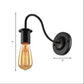 Frendorf | 7"/11" Dia 1 Kopf Wandbeleuchtung Vintage Gänsekopf Arm Metall Wandlampe mit freiliegender Glühbirne in Schwarz