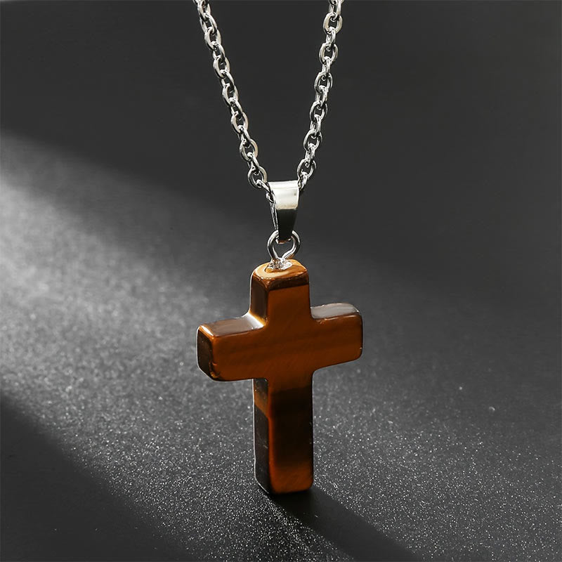 Frendorf | Halskette mit Kreuz aus natürlichen Edelsteinen – Seraphina