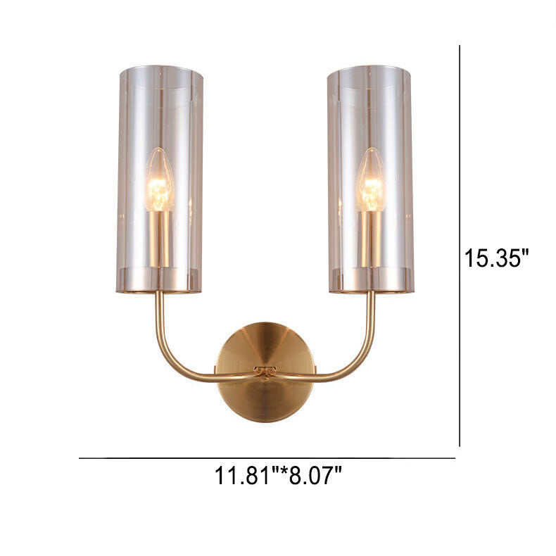 Frendorf | AstraGlas | Glas-Eisen Wandleuchte | 1- oder 2-flammig | Cognac & Hellblau