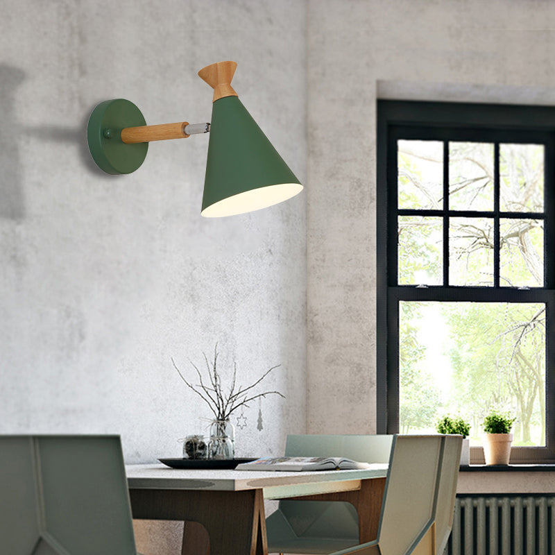 Metall Kegel Schirm Wandlampe Nordischer Stil Drehbar 1 Licht Nachttisch Leseleuchte in Blau/Grün/Grau/Weiß