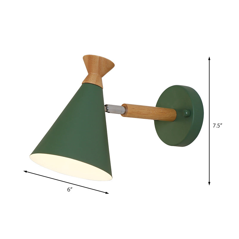 Metall Kegel Schirm Wandlampe Nordischer Stil Drehbar 1 Licht Nachttisch Leseleuchte in Blau/Grün/Grau/Weiß
