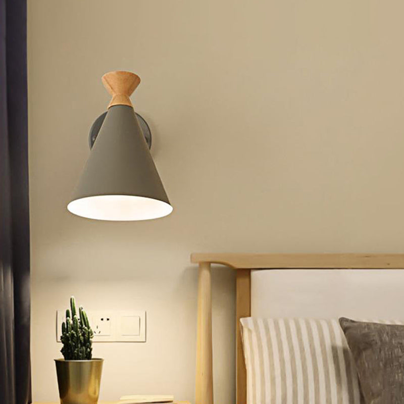 Metall Kegel Schirm Wandlampe Nordischer Stil Drehbar 1 Licht Nachttisch Leseleuchte in Blau/Grün/Grau/Weiß