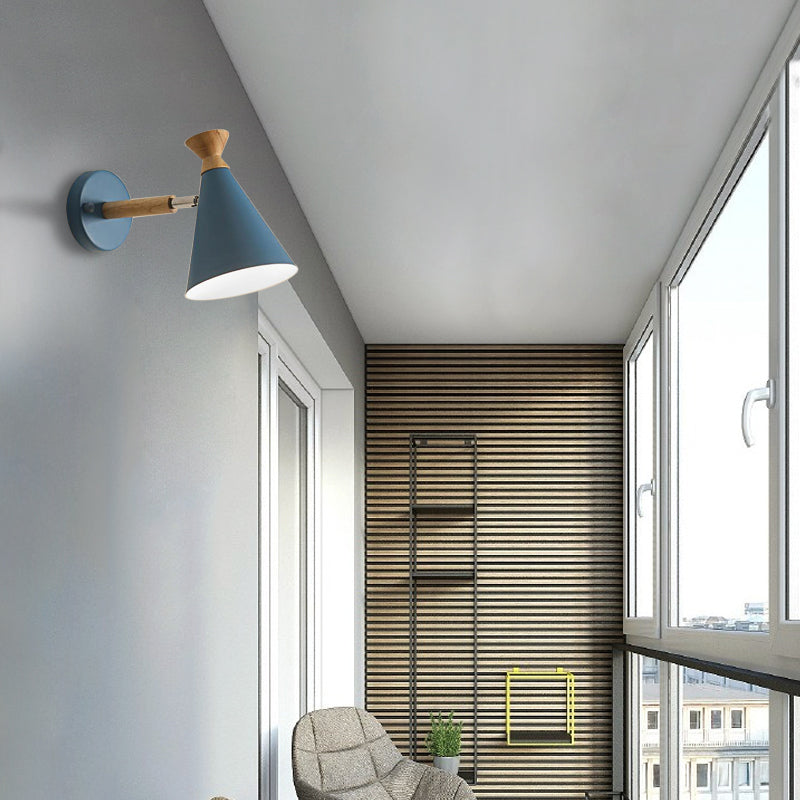 Metall Kegel Schirm Wandlampe Nordischer Stil Drehbar 1 Licht Nachttisch Leseleuchte in Blau/Grün/Grau/Weiß