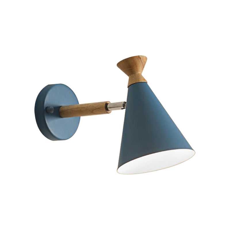 Metall Kegel Schirm Wandlampe Nordischer Stil Drehbar 1 Licht Nachttisch Leseleuchte in Blau/Grün/Grau/Weiß