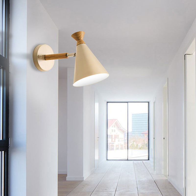 Metall Kegel Schirm Wandlampe Nordischer Stil Drehbar 1 Licht Nachttisch Leseleuchte in Blau/Grün/Grau/Weiß