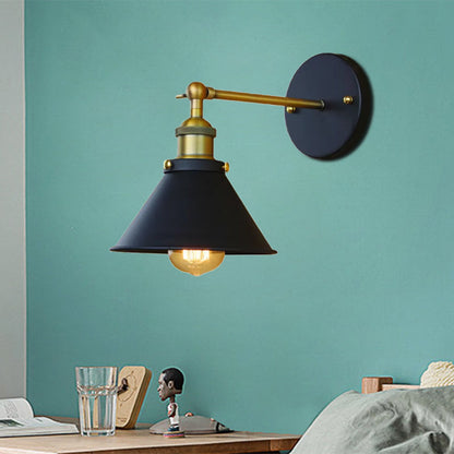 Frendorf | 1 Licht Kegelförmige Wandlampe Industriestil Messing Metall Wandbeleuchtung für Wohnzimmer, 7"/10" Breite