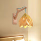 Frendorf | Gekromde Schaduw Papieren Wandlamp Macaron 1 Kop Wit/Roze/Geel/Blauw/Groen Sconcelamp met Houten Achterplaat