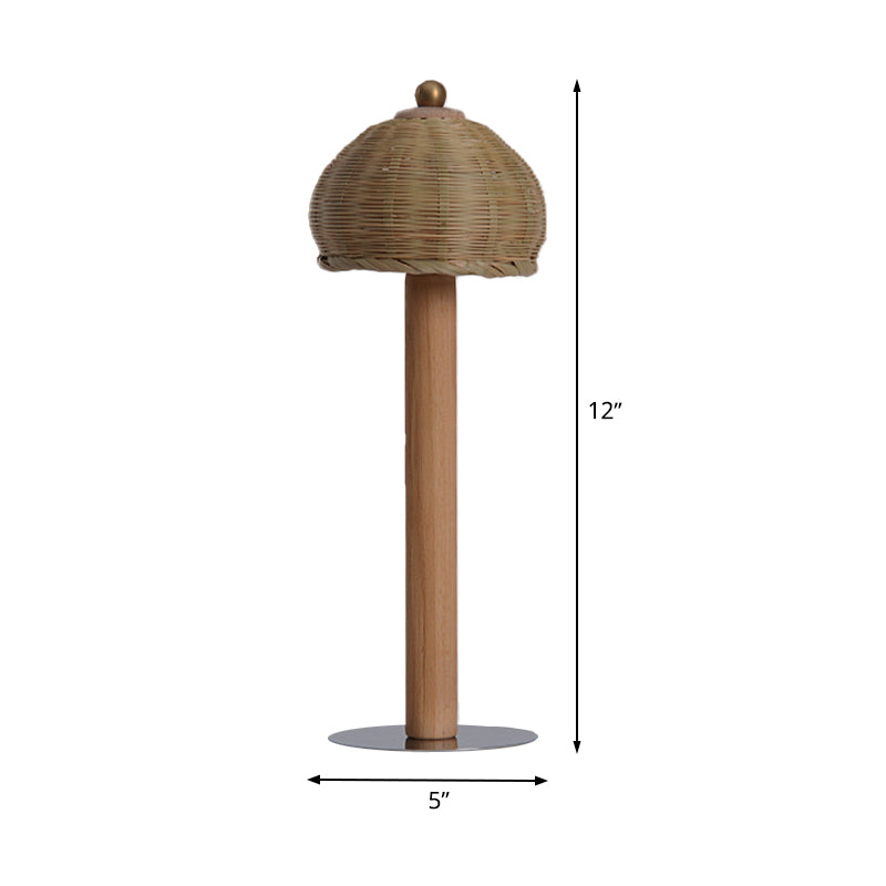 Japanische 1-Glühbirne Arbeitsbeleuchtung Holz handgearbeitet kleine Schreibtischlampe mit Bambusschirm