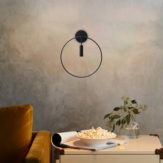 Frendorf | 1 Licht Wandlamp Verlichting Nordic Ring Metaal Sconces Lichteenheid in Zwart/Goud voor Slaapkamer, 11"/14" Breed