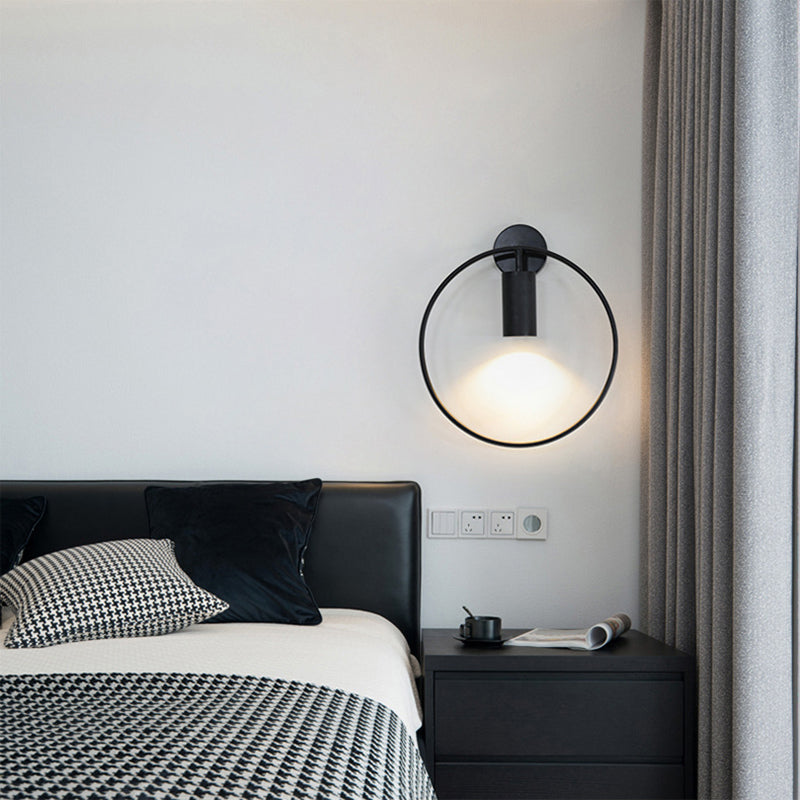 Frendorf | 1 Licht Wandlamp Verlichting Nordic Ring Metaal Sconces Lichteenheid in Zwart/Goud voor Slaapkamer, 11"/14" Breed