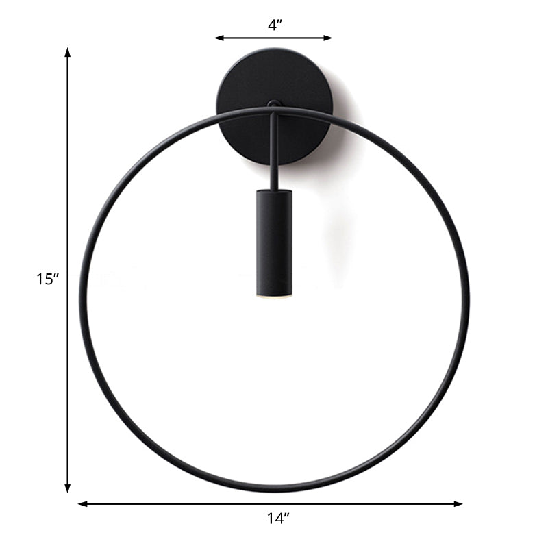 Frendorf | 1 Licht Wandlamp Verlichting Nordic Ring Metaal Sconces Lichteenheid in Zwart/Goud voor Slaapkamer, 11"/14" Breed