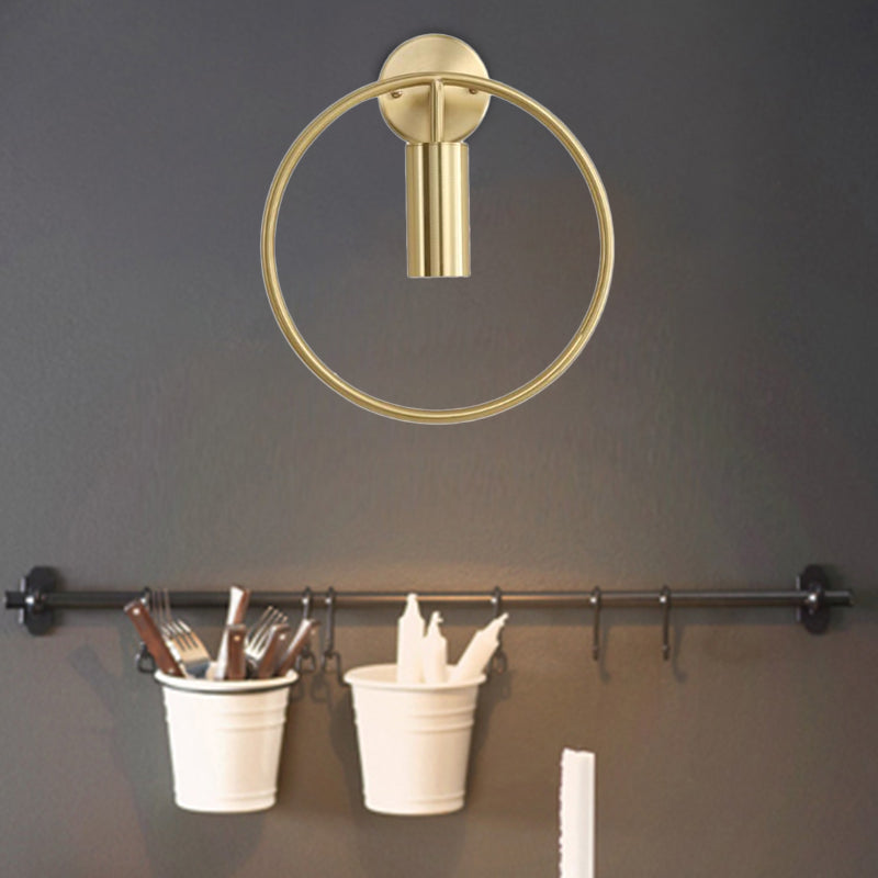 Frendorf | 1 Licht Wandlamp Verlichting Nordic Ring Metaal Sconces Lichteenheid in Zwart/Goud voor Slaapkamer, 11"/14" Breed