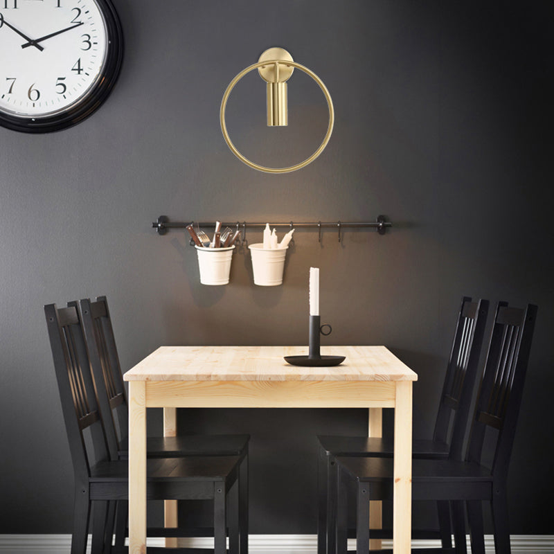 Frendorf | 1 Licht Wandlamp Verlichting Nordic Ring Metaal Sconces Lichteenheid in Zwart/Goud voor Slaapkamer, 11"/14" Breed