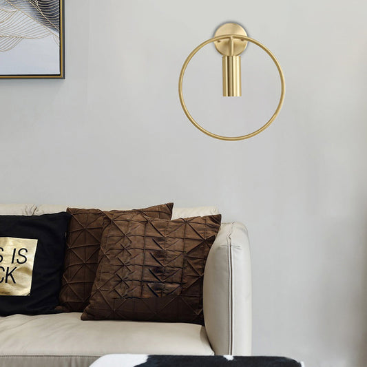 Frendorf | 1 Licht Wandlamp Verlichting Nordic Ring Metaal Sconces Lichteenheid in Zwart/Goud voor Slaapkamer, 11"/14" Breed