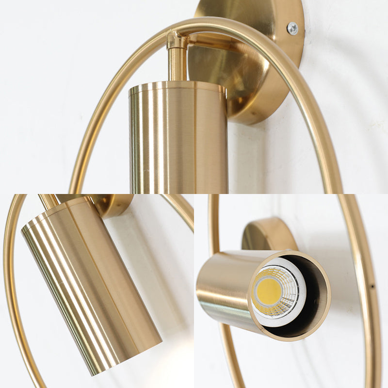 Frendorf | 1 Licht Wandlamp Verlichting Nordic Ring Metaal Sconces Lichteenheid in Zwart/Goud voor Slaapkamer, 11"/14" Breed