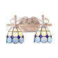 Frendorf | Dome Doppel-Wandlampe mit gebogenem Arm, Buntglas, traditionelle Wandbeleuchtung in Blau/Orange