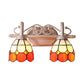 Frendorf | Dome Doppel-Wandlampe mit gebogenem Arm, Buntglas, traditionelle Wandbeleuchtung in Blau/Orange