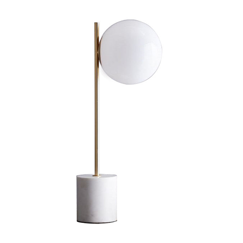 Weiße Glas-Sphären-Tischlampe Modern 1 Kopf Lese-Buchlicht mit Marmorbasis