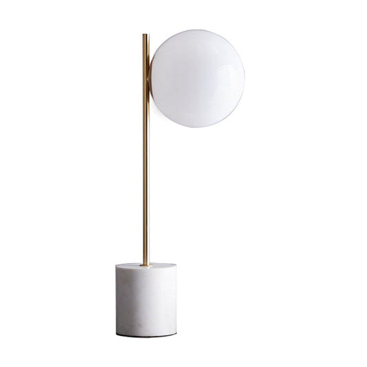 Weiße Glas-Sphären-Tischlampe Modern 1 Kopf Lese-Buchlicht mit Marmorbasis