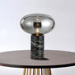 Oval Task Light Modern Smoke Gray/Amber Glass 1 Head Desk Lamp with Black Cylinder Marble Base, 9"/12.5" Wide