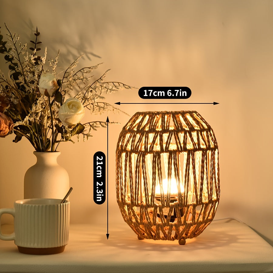 Frendorf | Bohemian Rattan Tischlampe – Handgemachter Lichtakzent für Schlafzimmer oder Wohnraum