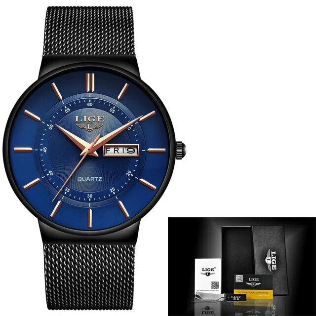 Frendorf | Luxus Herren Ultra-Dünne Wasserdichte Edelstahl Quarz Uhr – Elegante Datumsanzeige Sport Armbanduhr