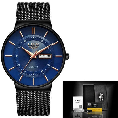 Frendorf | Luxus Herren Ultra-Dünne Wasserdichte Edelstahl Quarz Uhr – Elegante Datumsanzeige Sport Armbanduhr