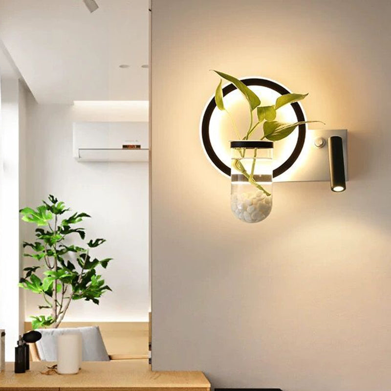 Frendorf | Ronde/Vierkante Slaapkamer Wandlamp Industrieel Duidelijk Glas LED Zwarte Wandverlichting in Warm/Wit Licht