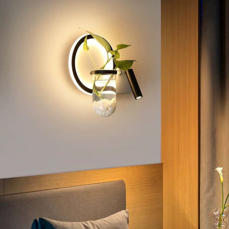 Frendorf | Ronde/Vierkante Slaapkamer Wandlamp Industrieel Duidelijk Glas LED Zwarte Wandverlichting in Warm/Wit Licht