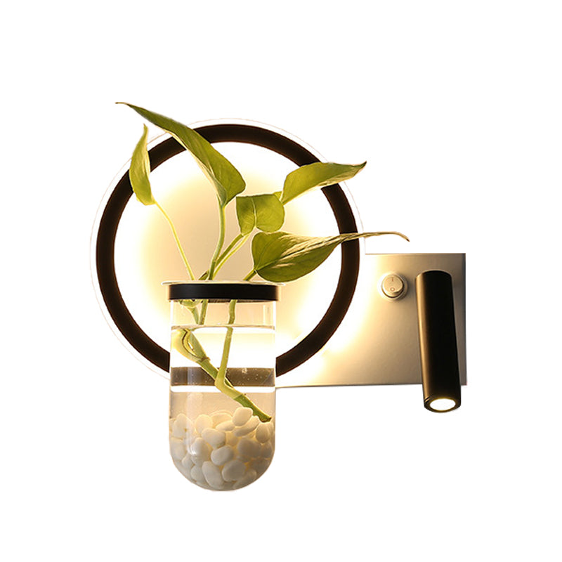 Frendorf | Ronde/Vierkante Slaapkamer Wandlamp Industrieel Duidelijk Glas LED Zwarte Wandverlichting in Warm/Wit Licht