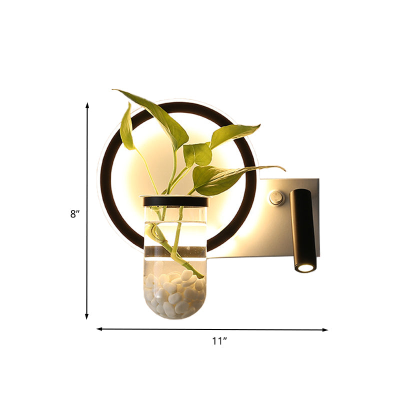 Frendorf | Ronde/Vierkante Slaapkamer Wandlamp Industrieel Duidelijk Glas LED Zwarte Wandverlichting in Warm/Wit Licht