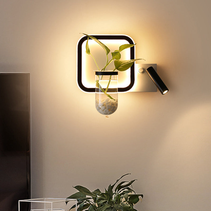 Frendorf | Ronde/Vierkante Slaapkamer Wandlamp Industrieel Duidelijk Glas LED Zwarte Wandverlichting in Warm/Wit Licht