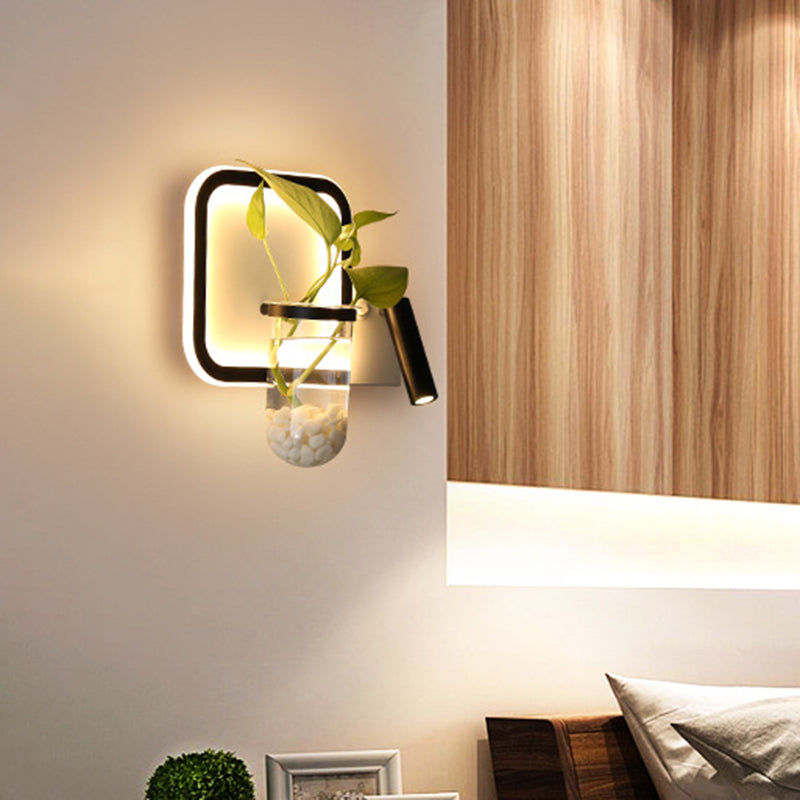 Frendorf | Ronde/Vierkante Slaapkamer Wandlamp Industrieel Duidelijk Glas LED Zwarte Wandverlichting in Warm/Wit Licht