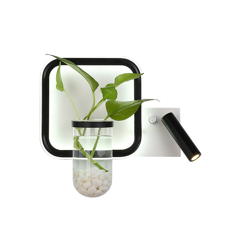 Frendorf | Ronde/Vierkante Slaapkamer Wandlamp Industrieel Duidelijk Glas LED Zwarte Wandverlichting in Warm/Wit Licht