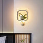Frendorf | Industrielle Runde/Rechteckige Wandleuchte LED Metall Wandmontage Lampe in Schwarz mit Pflanzenbecher für Schlafzimmer