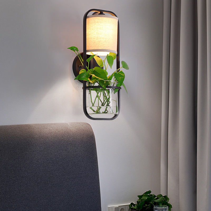 Frendorf | Metalen Zwart/Wit Wandlamp Zilinder 1 Hoofd LED Industriële Wandverlichting Armatuur voor Slaapkamer