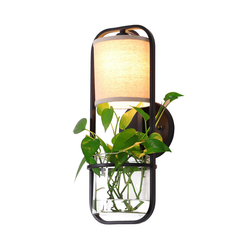 Frendorf | Metalen Zwart/Wit Wandlamp Zilinder 1 Hoofd LED Industriële Wandverlichting Armatuur voor Slaapkamer