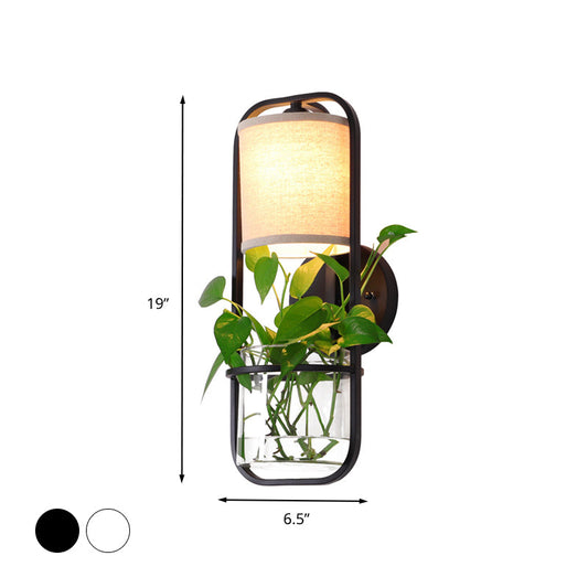 Frendorf | Metalen Zwart/Wit Wandlamp Zilinder 1 Hoofd LED Industriële Wandverlichting Armatuur voor Slaapkamer
