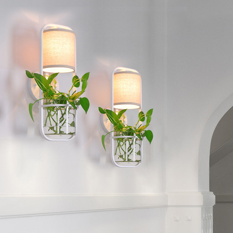 Frendorf | Metalen Zwart/Wit Wandlamp Zilinder 1 Hoofd LED Industriële Wandverlichting Armatuur voor Slaapkamer