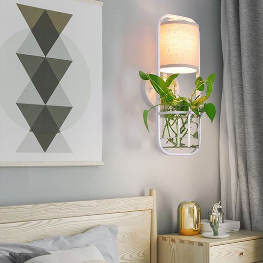 Frendorf | Metalen Zwart/Wit Wandlamp Zilinder 1 Hoofd LED Industriële Wandverlichting Armatuur voor Slaapkamer